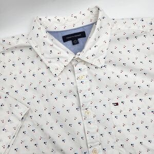 Tommy Hilfiger White Short Sleeve Button‎ Up Shirt Mens XXL/TTG Print